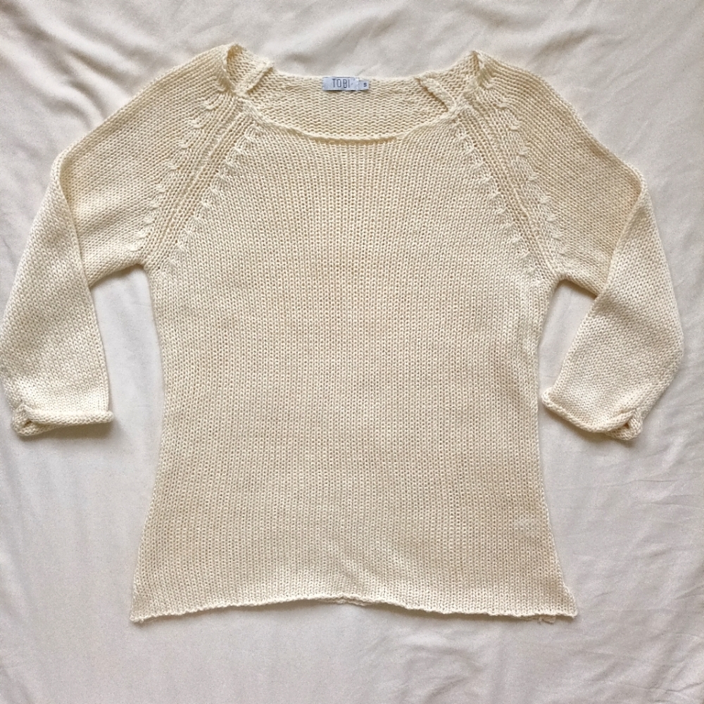 🌷3/15🌷 NWOT Tobi knit cream sweater size S 3/4 sleeve
